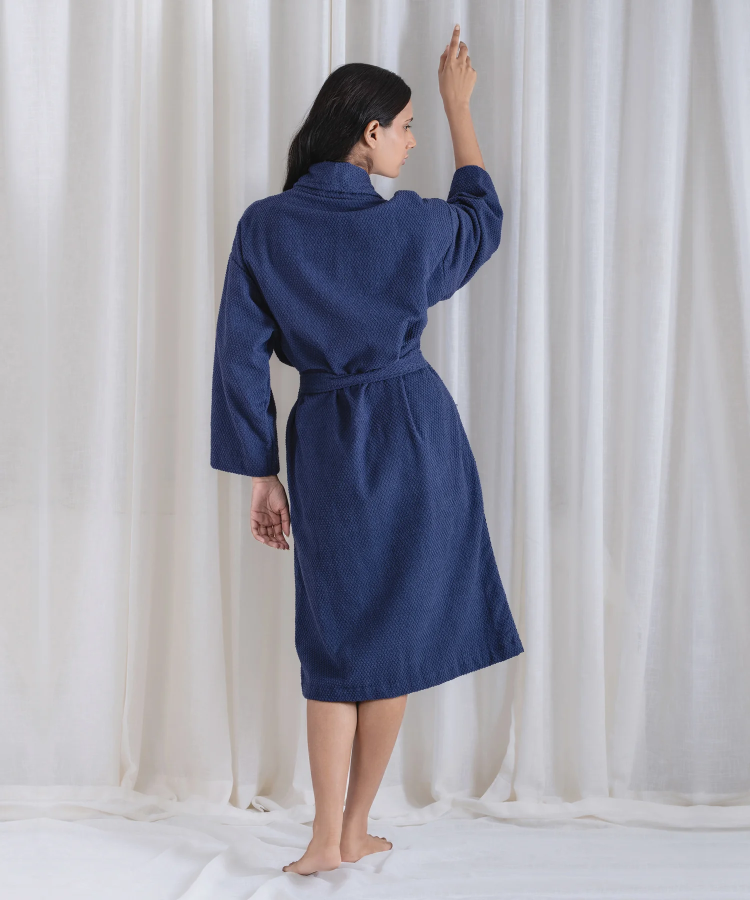 Urban Comfort Unisex Large Bathrobe, Deep Cobalt | 240 GSM Cotton - Image 3