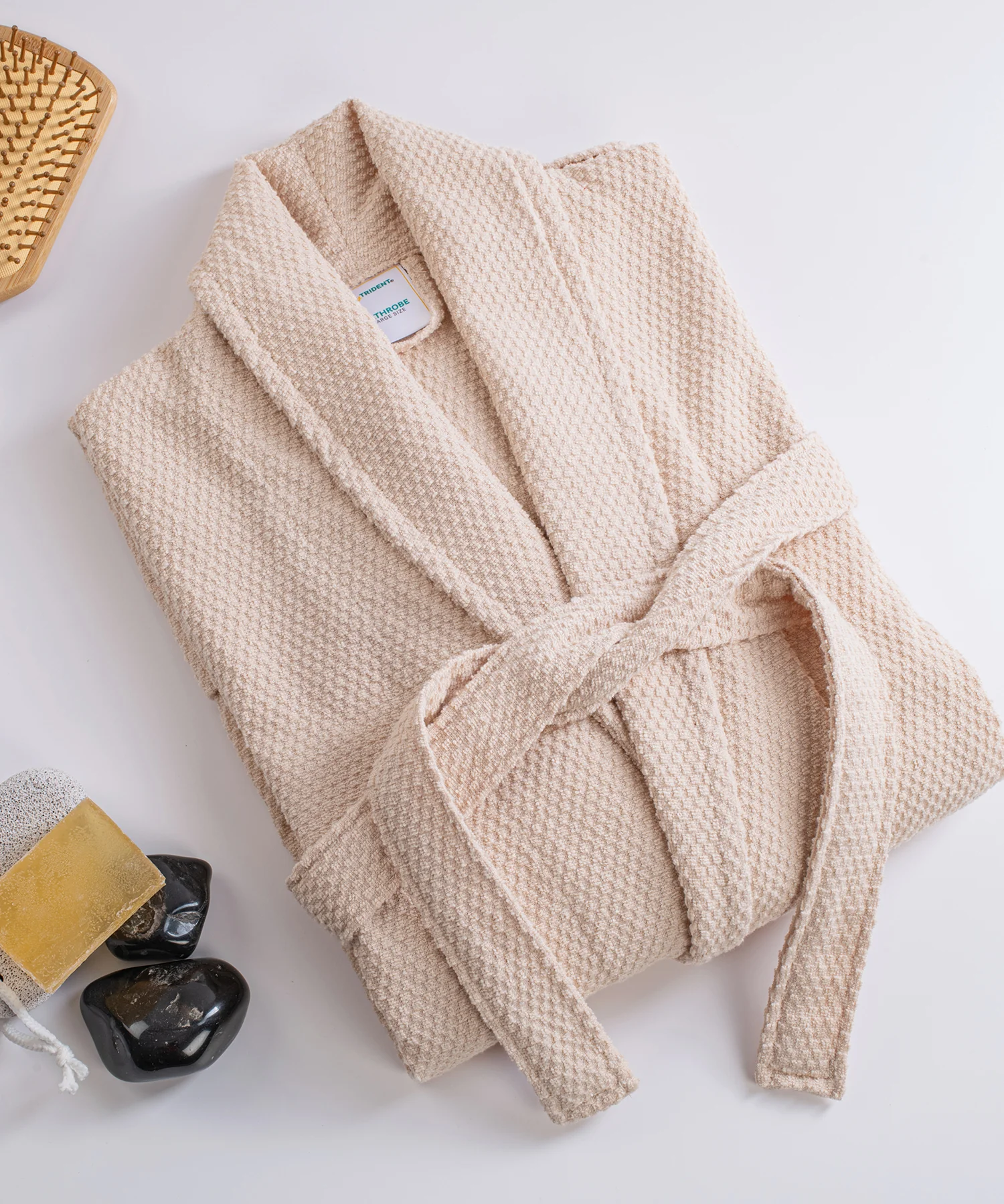 Urban Comfort Unisex Large Bathrobe, Sand| 240 GSM Cotton - Image 5