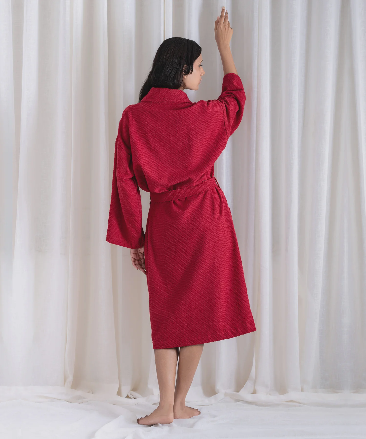 Urban Comfort Unisex Large Bathrobe, Tango Red| 240 GSM Cotton - Image 3