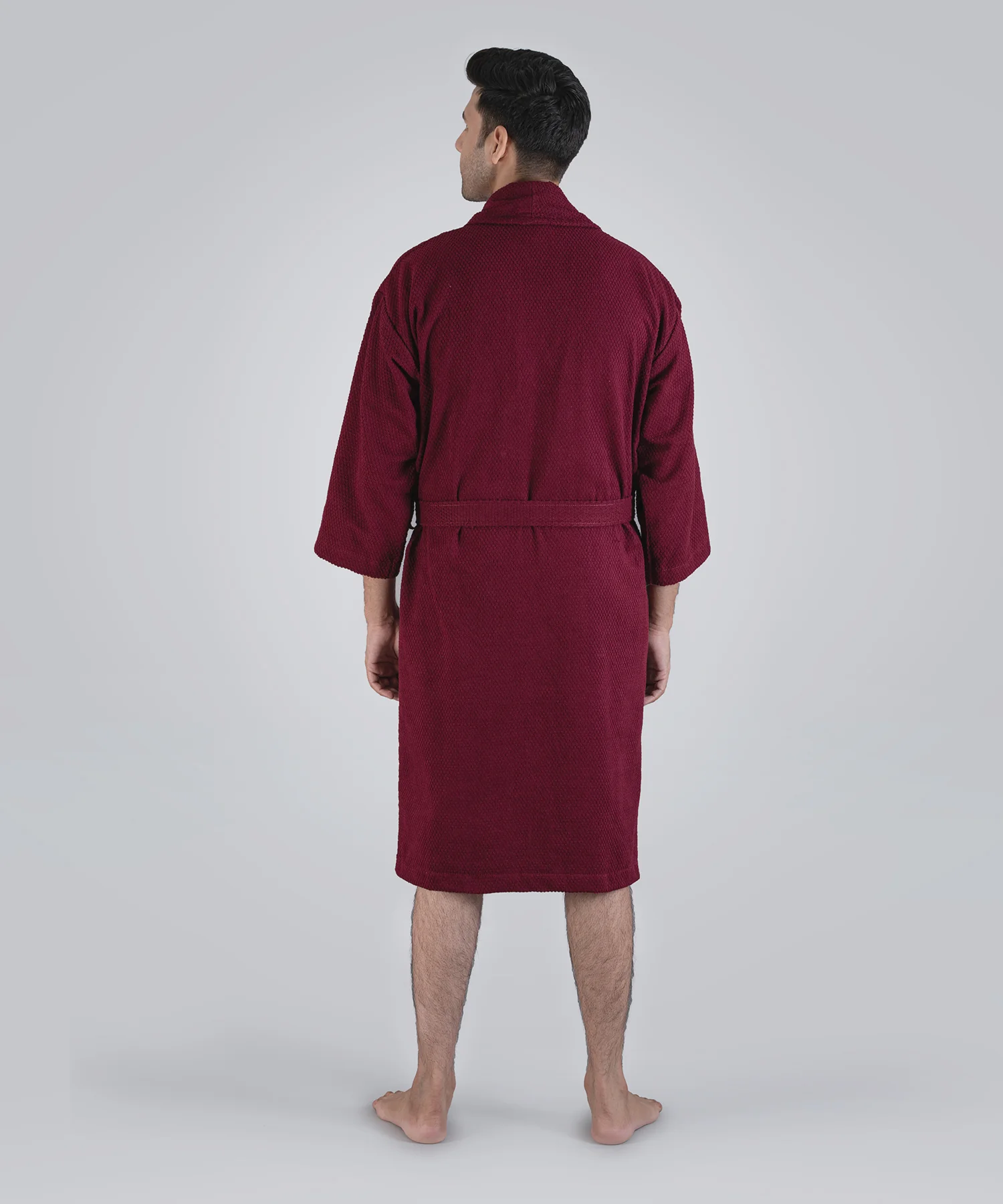 Urban Comfort Unisex Large Bathrobe, Wine| 240 GSM Cotton - Image 4