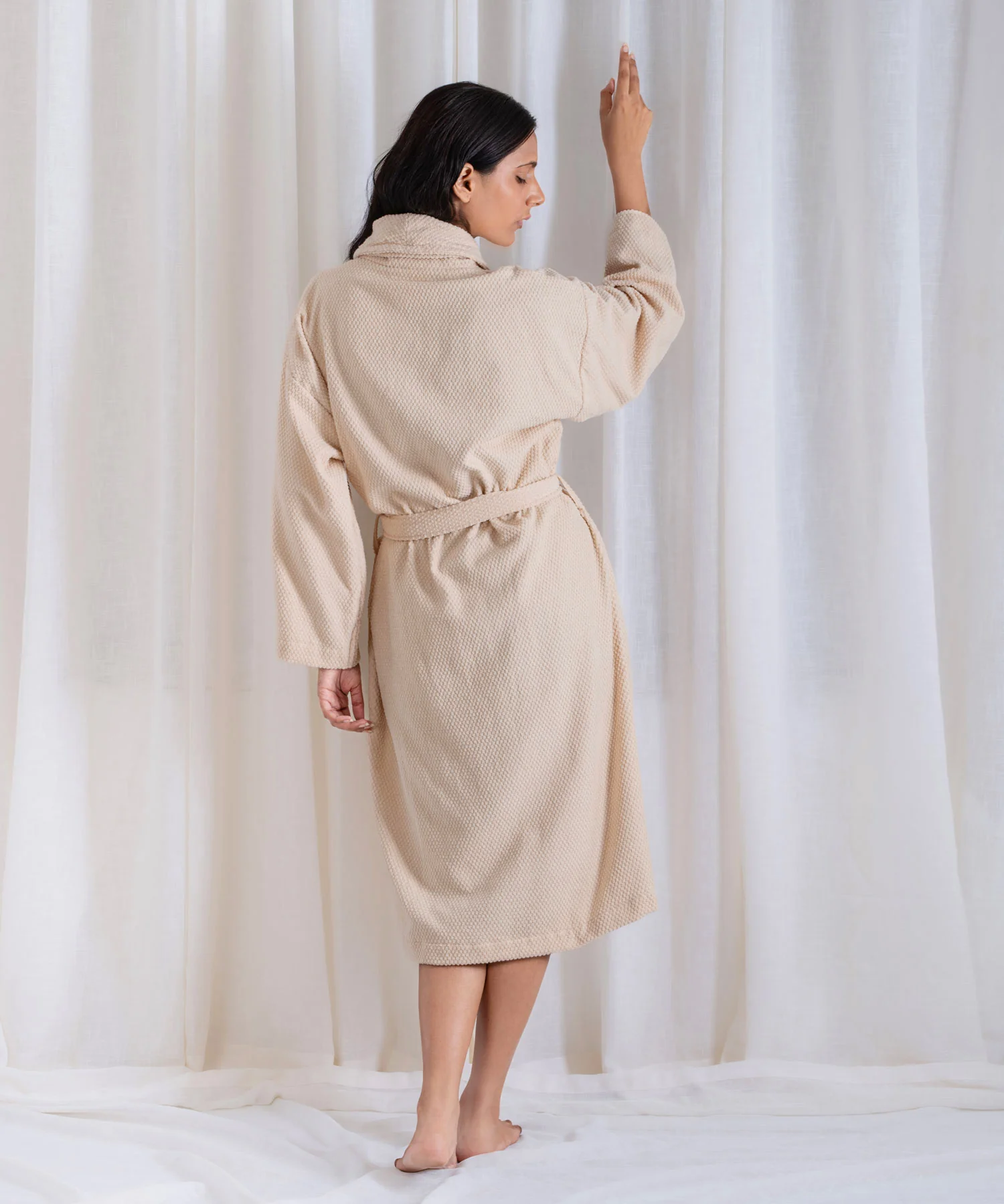 Urban Comfort Unisex Medium Bathrobe, Sand | 240 GSM Cotton - Image 3