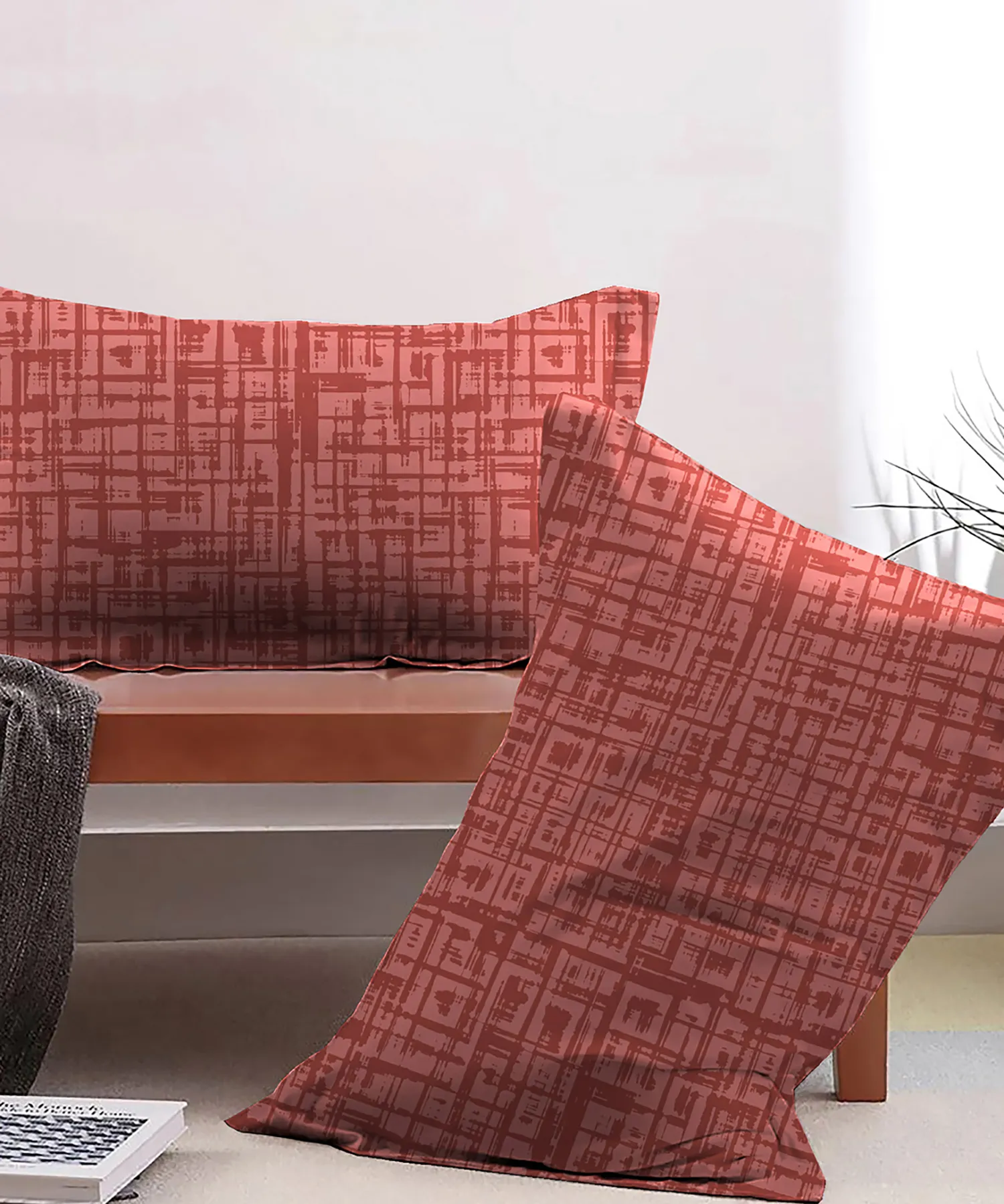 Urban Comfort Pillow Covers Set, Aria Red| 144 TC Cotton - Image 2