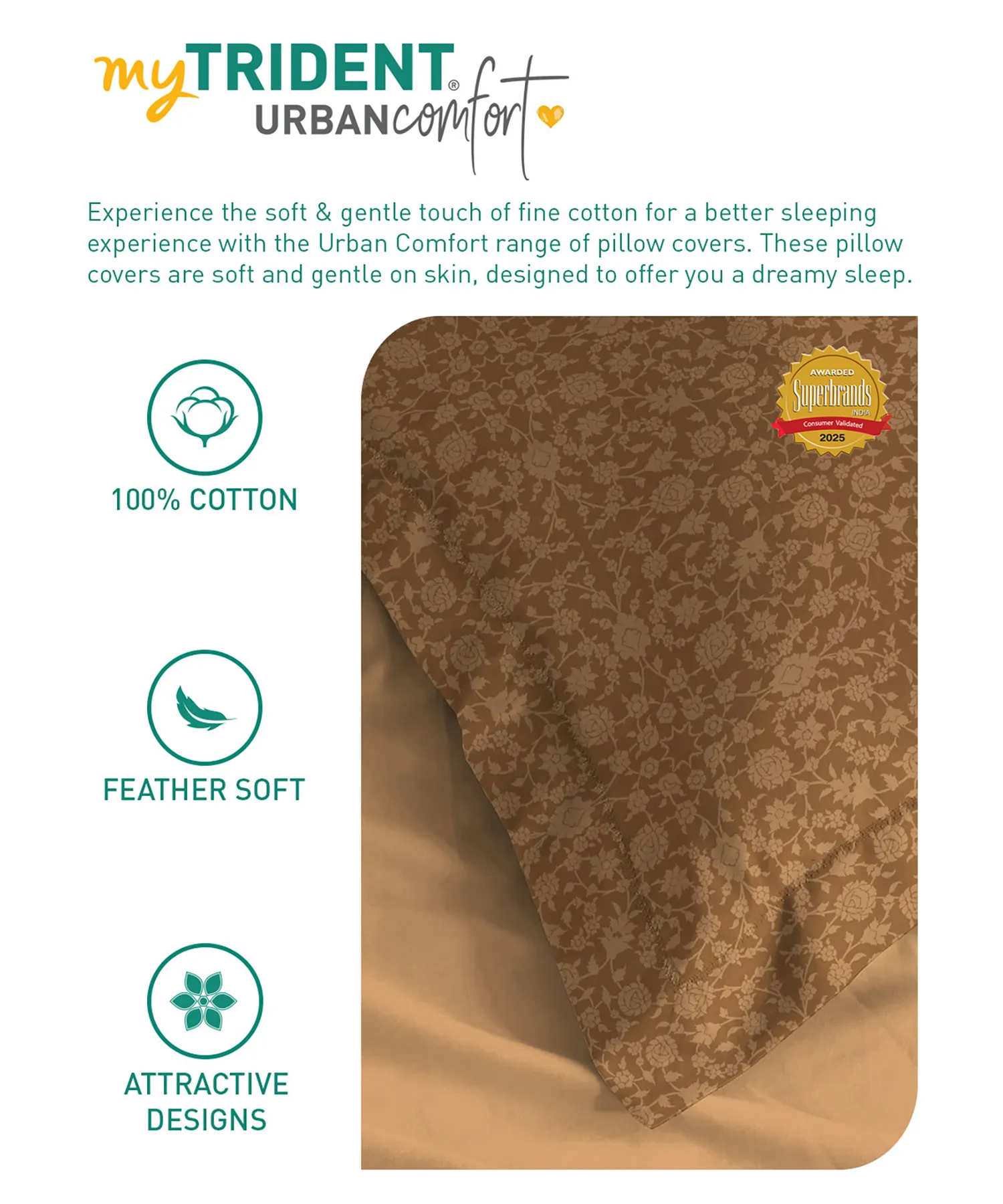 Urban Comfort Pillow Covers Set, Classic Amber| 144 TC Cotton - Image 6