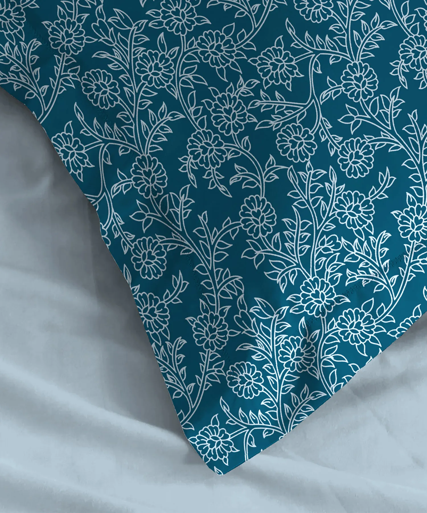 Urban Comfort Pillow Covers Set, Desert Garden Blue|144 TC Cotton - Image 3