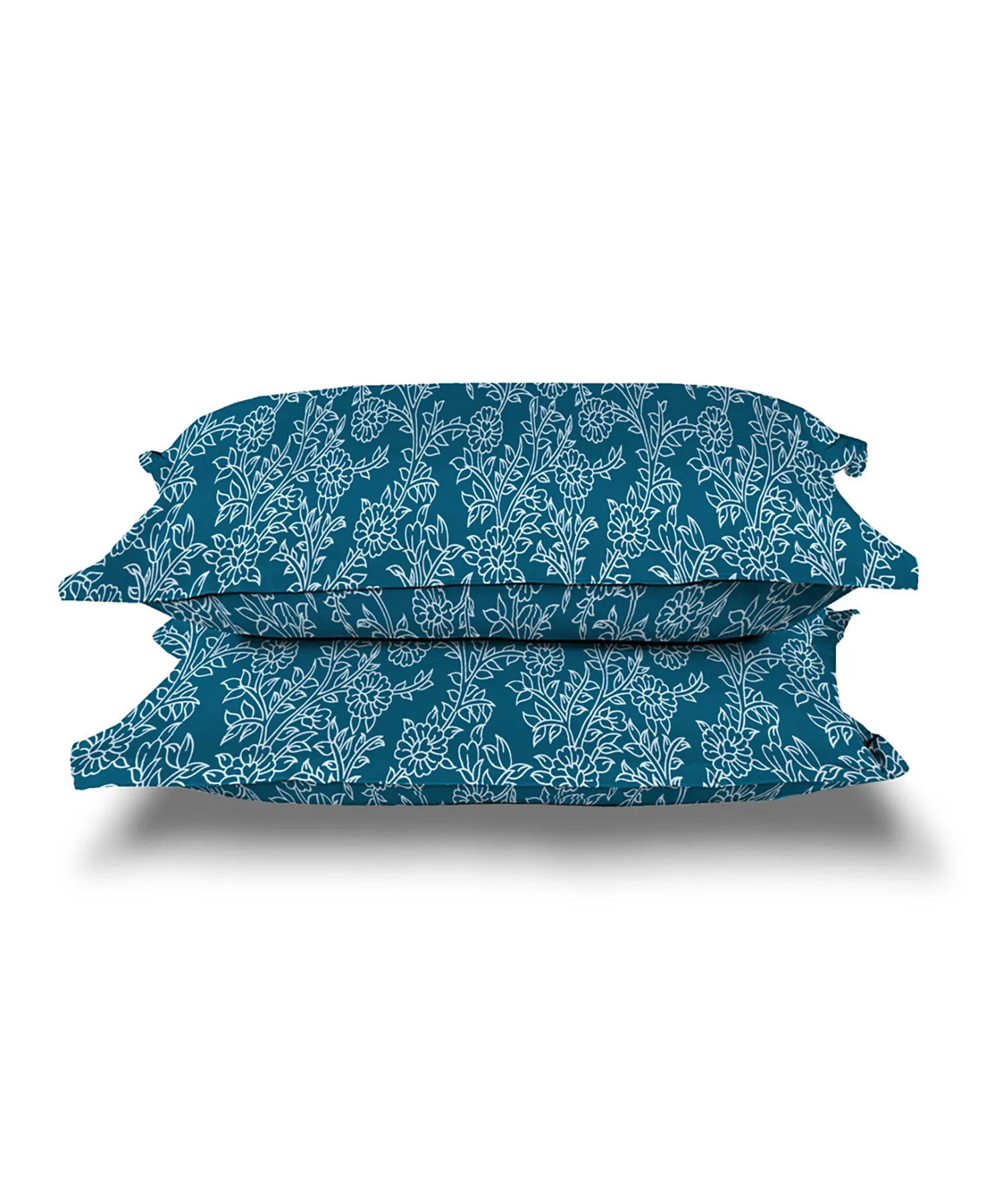 Urban Comfort Pillow Covers Set, Desert Garden Blue|144 TC Cotton - Image 4