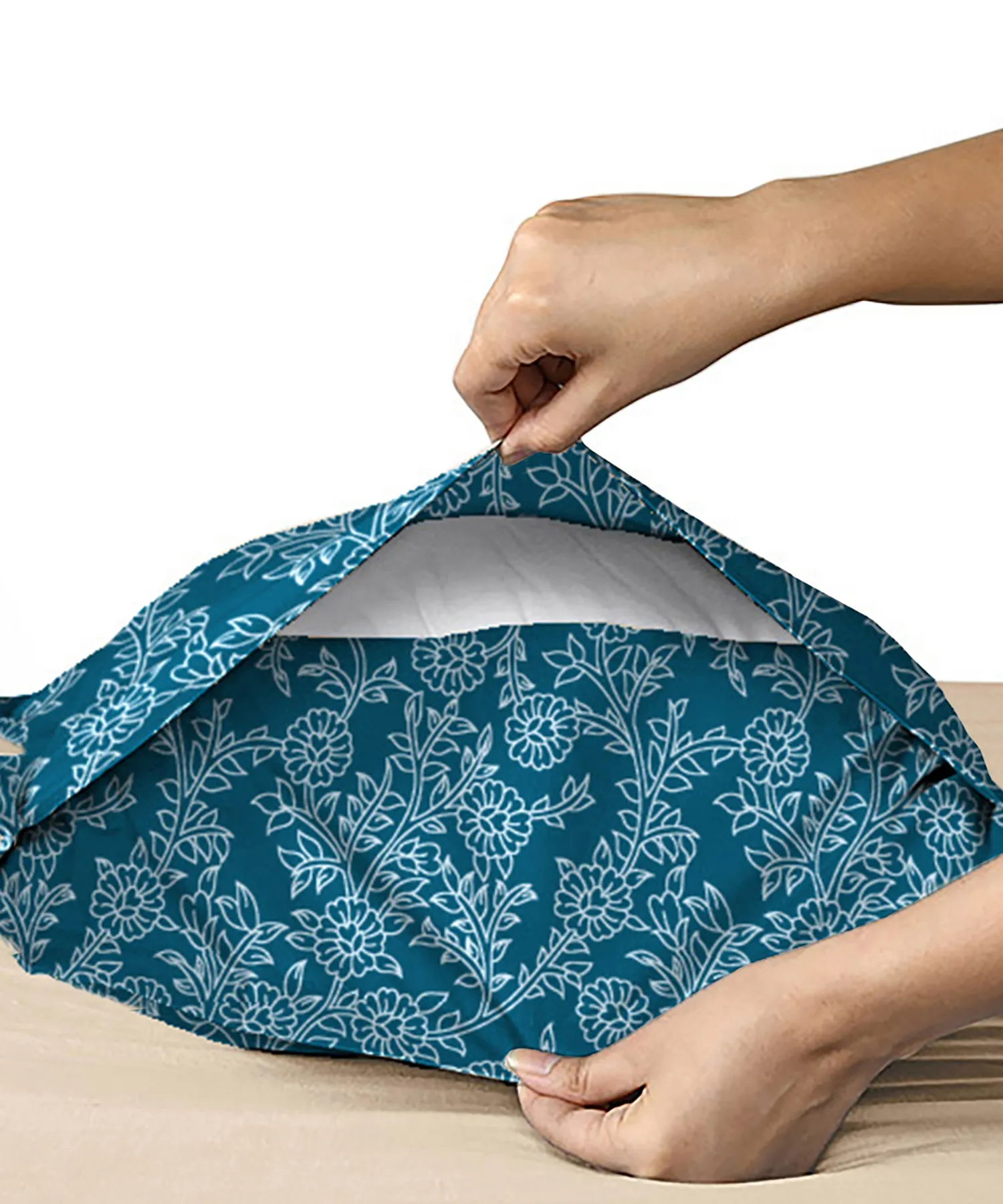 Urban Comfort Pillow Covers Set, Desert Garden Blue|144 TC Cotton - Image 5