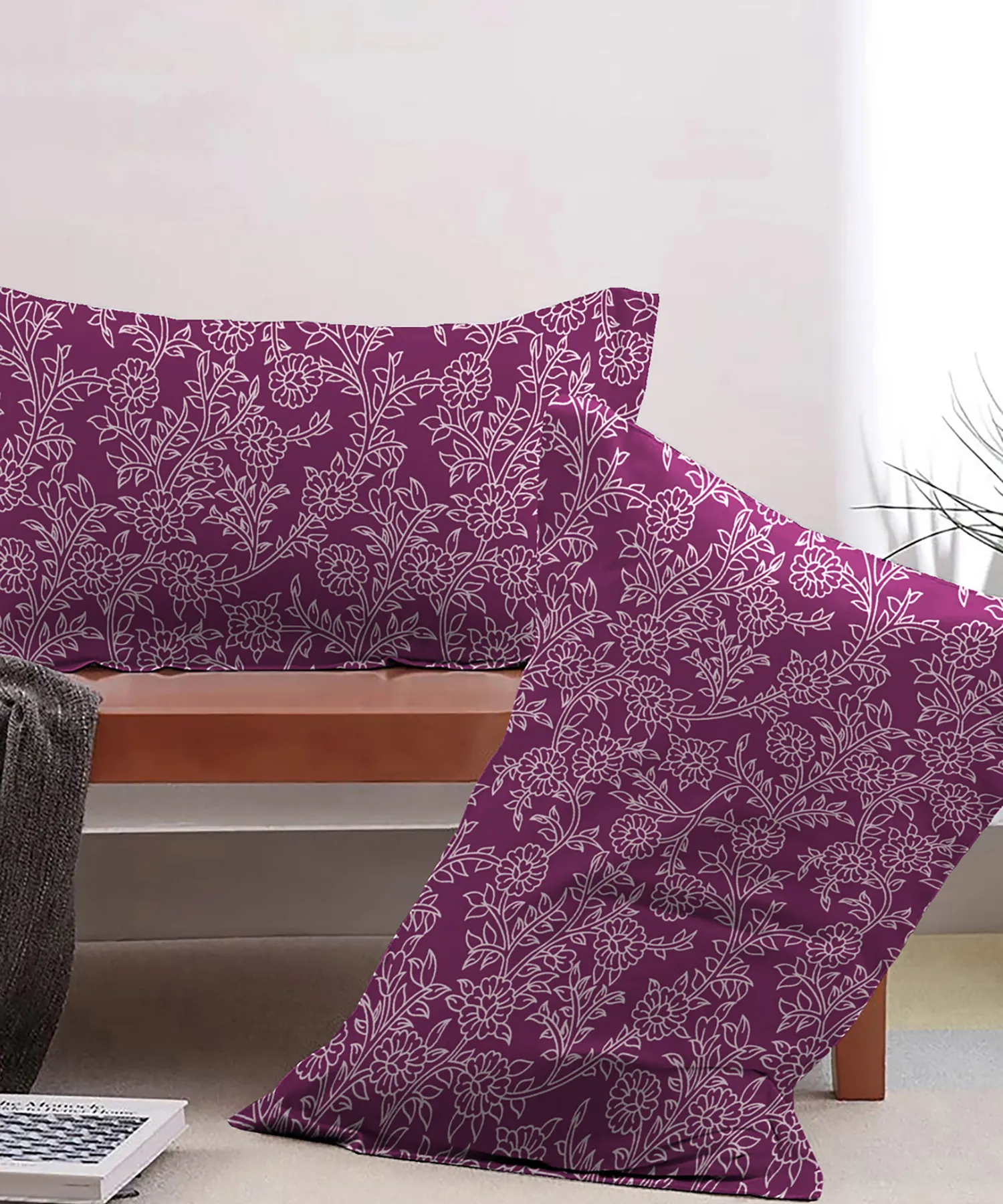 Urban Comfort Pillow Covers Set, Desert Gardern Pink| 144 TC Cotton - Image 2