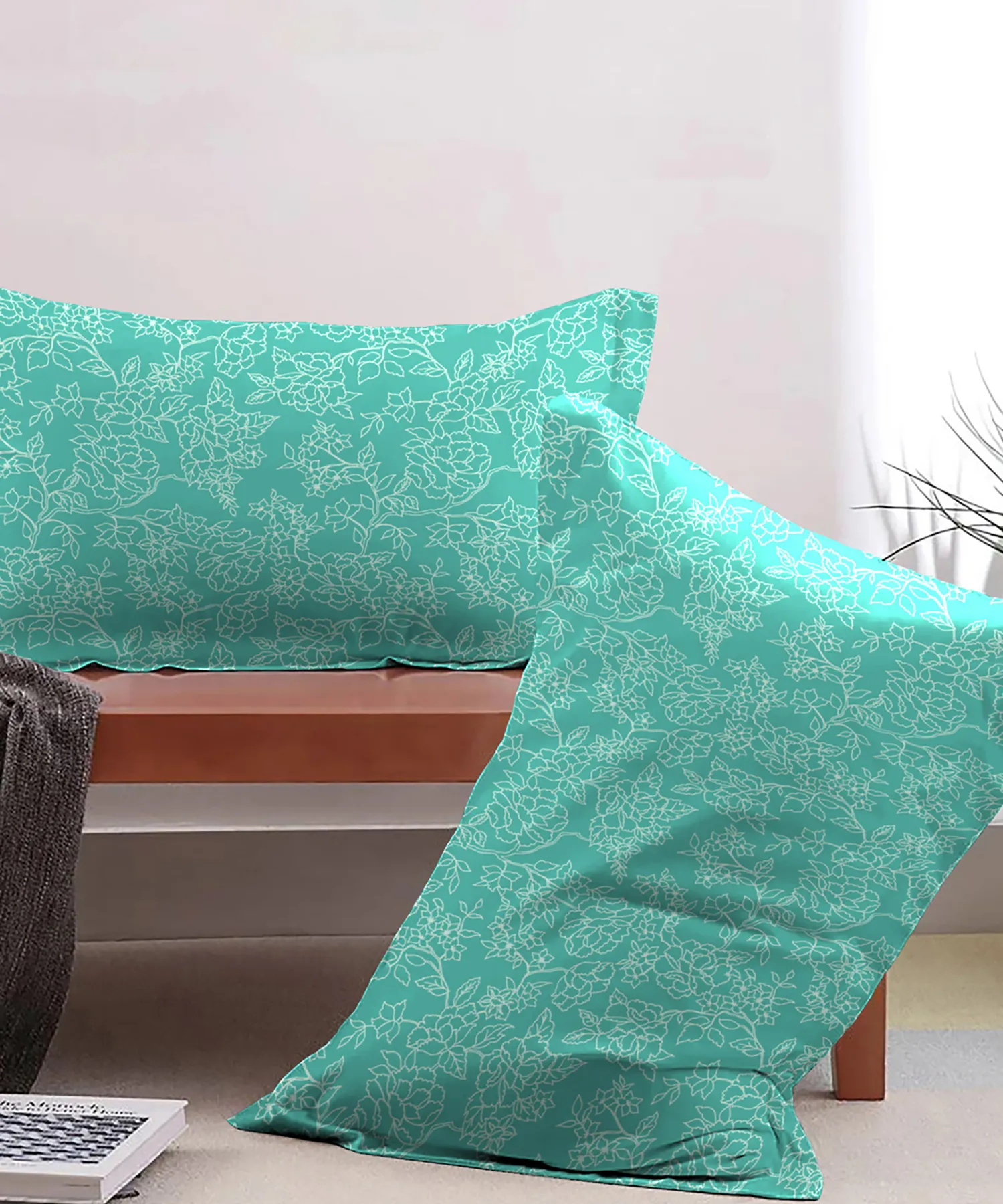 Urban Comfort Pillow Covers Set, Juliet Blue| 144 TC Cotton - Image 2