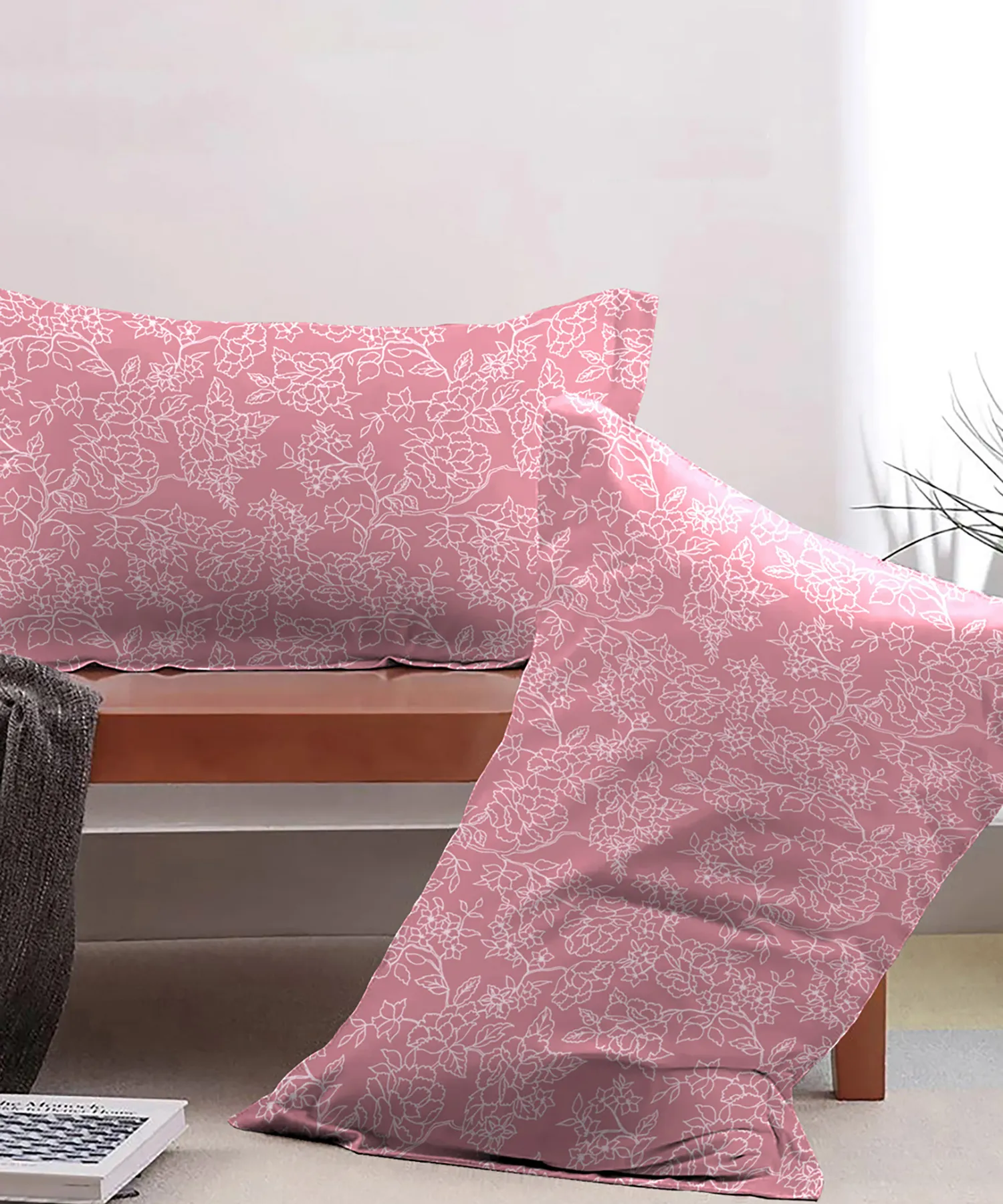 Urban Comfort Pillow Covers Set, Juliet Pink| 144 TC Cotton - Image 2