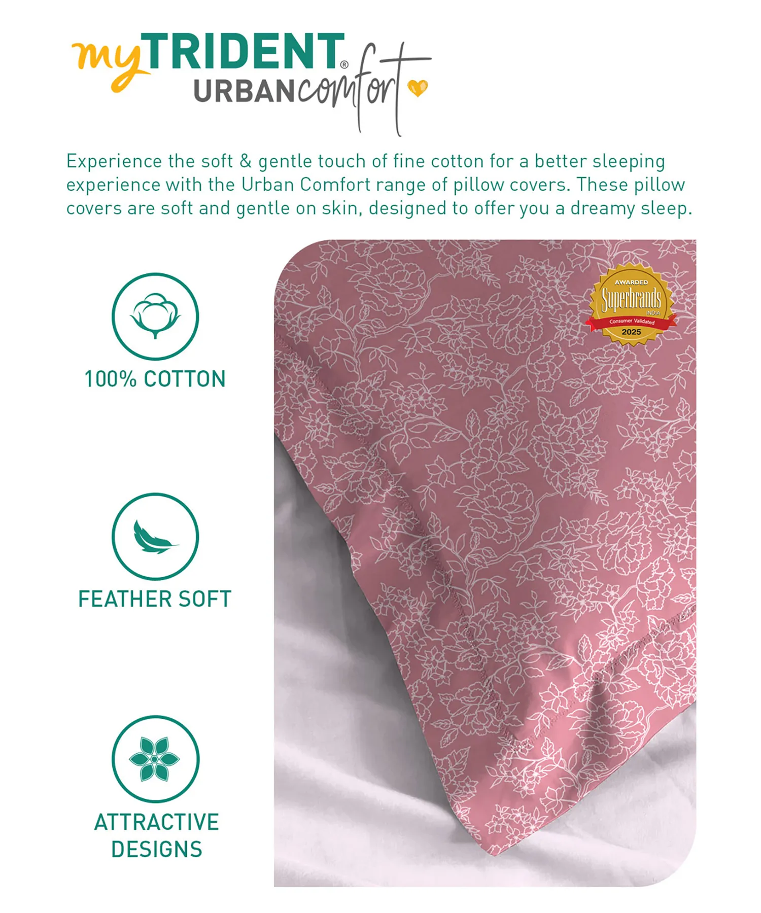 Urban Comfort Pillow Covers Set, Juliet Pink| 144 TC Cotton - Image 6