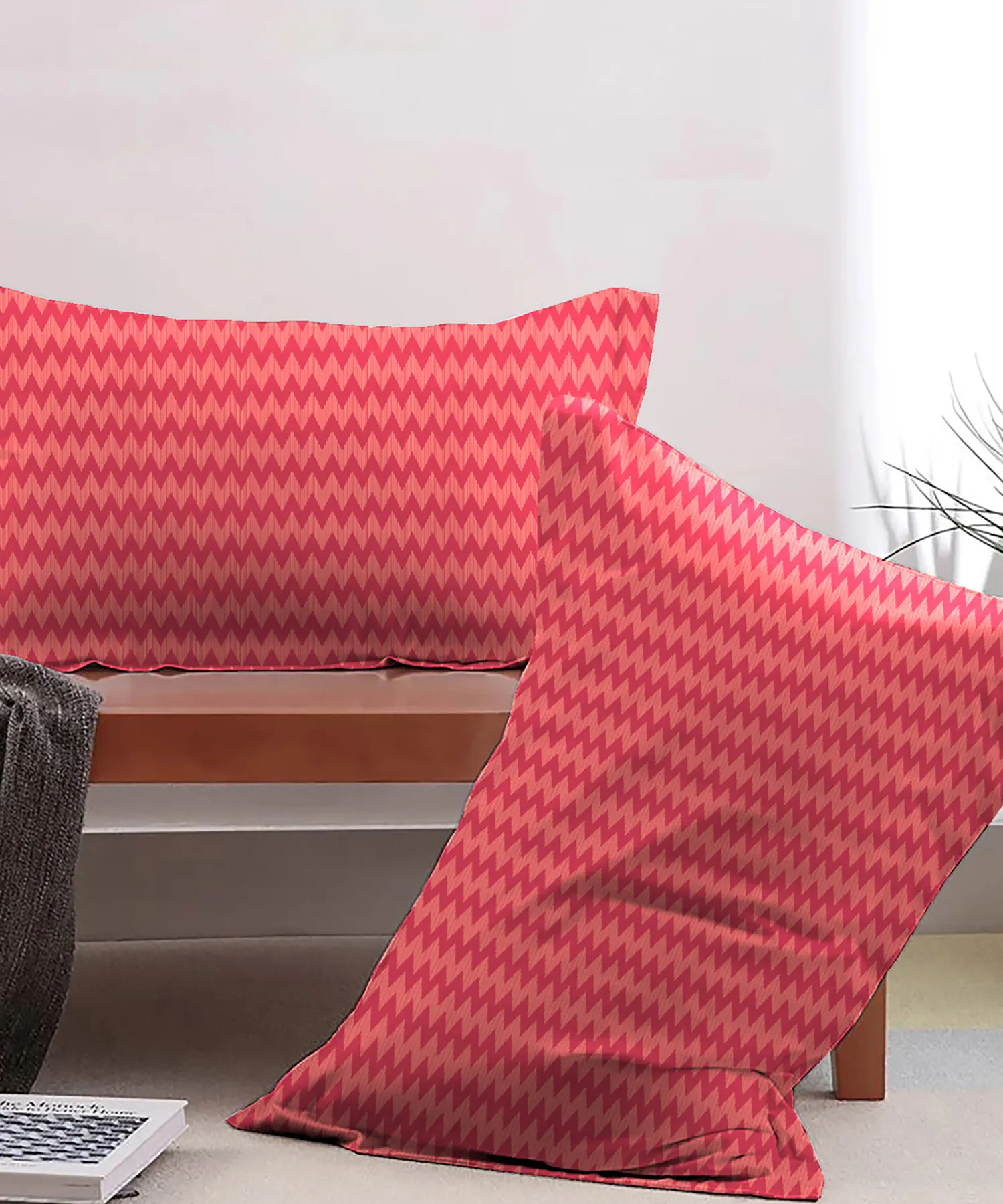 Urban Comfort Pillow Covers Set, Sunset Magenta| 144 TC Cotton - Image 2