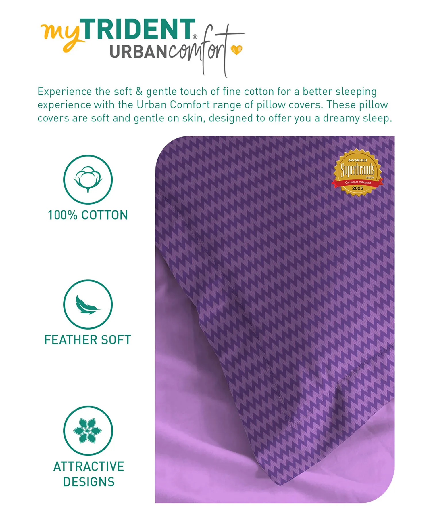 Urban Comfort Pillow Covers Set, Sunset Purple| 144 TC Cotton - Image 5