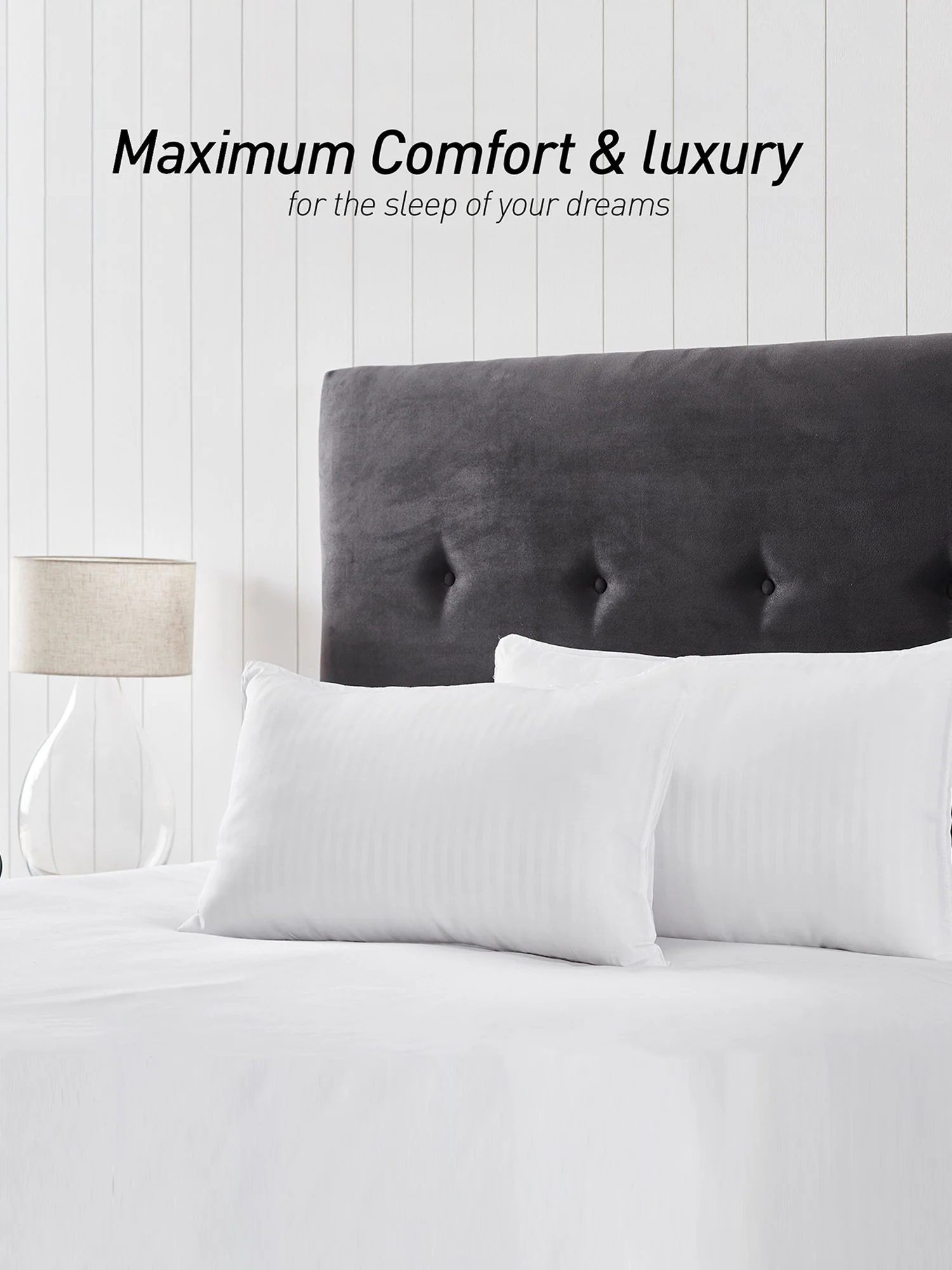 Urban Comfort Soft Fibre Pillow (Pack of 2), White|650 GSM Polycotton