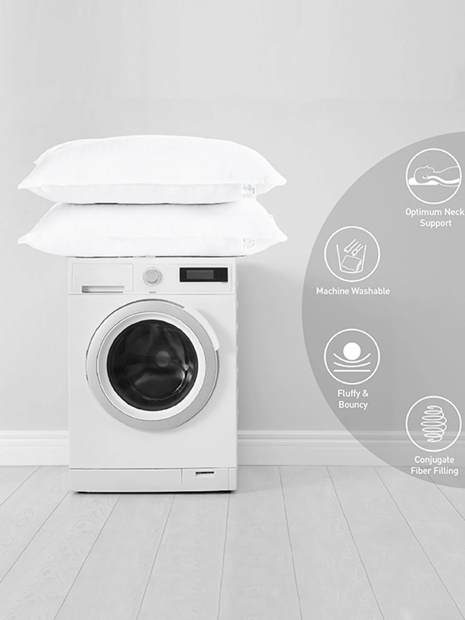 Urban Comfort Soft Fibre Pillow (Pack of 2), White|650 GSM Polycotton - Image 5