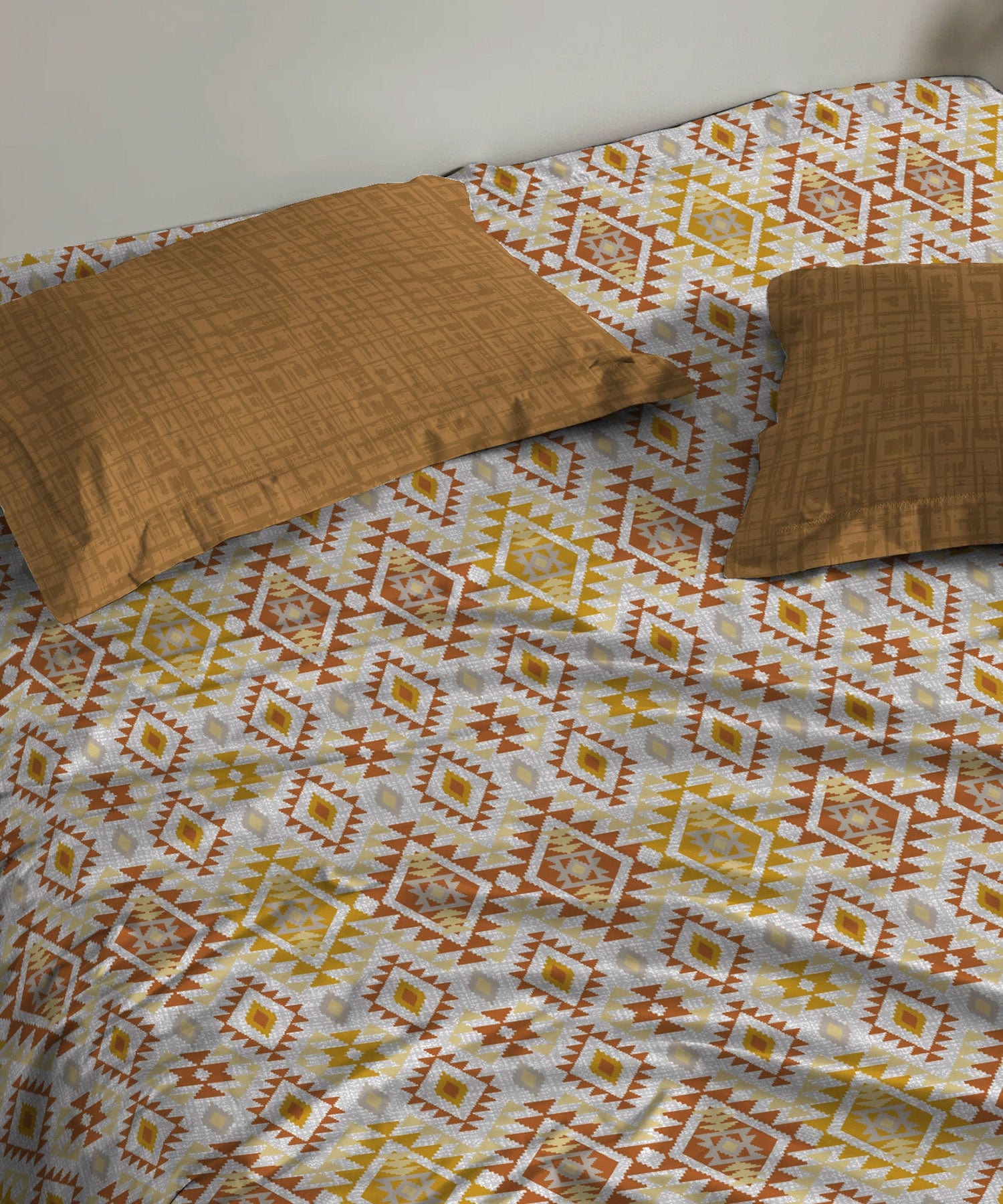 Urban Comfort Queen Bedsheet Set, Aria Yellow|144 TC Cotton|2 Pillow Covers - Image 2