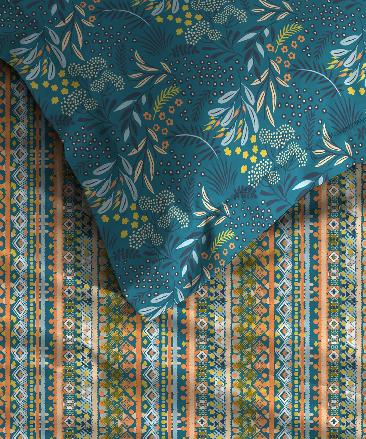 Urban Comfort Queen Bedsheet Set, Midnight Bloom|144 TC Cotton|2 Pillow Covers - Image 3