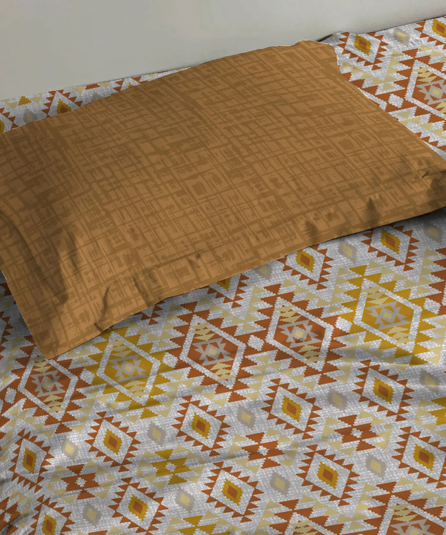 Urban Comfort Single Bedsheet Set, Aria Yellow |144 TC Cotton| 1 Pillow Covers - Image 2