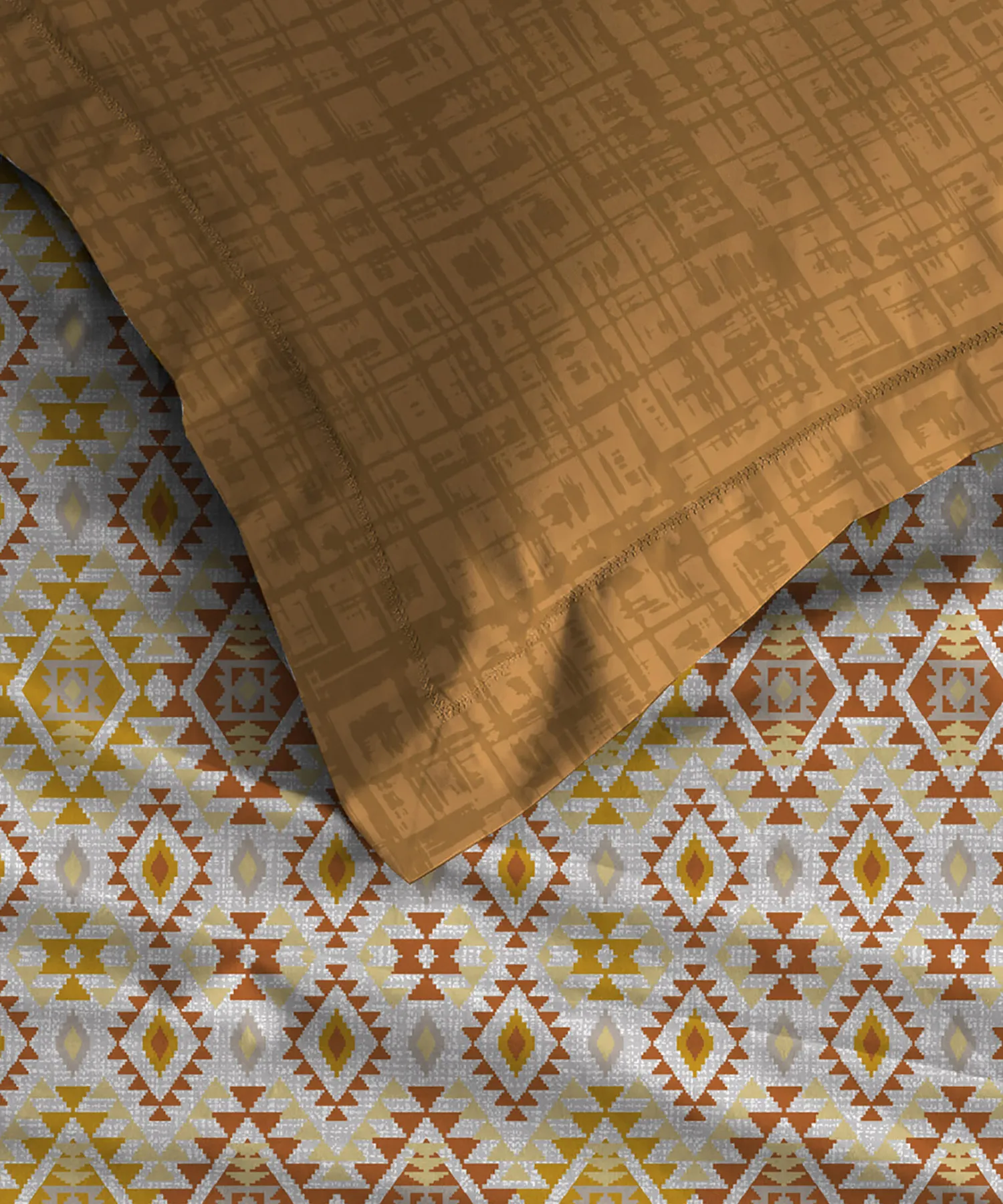 Urban Comfort Single Bedsheet Set, Aria Yellow |144 TC Cotton| 1 Pillow Covers - Image 3