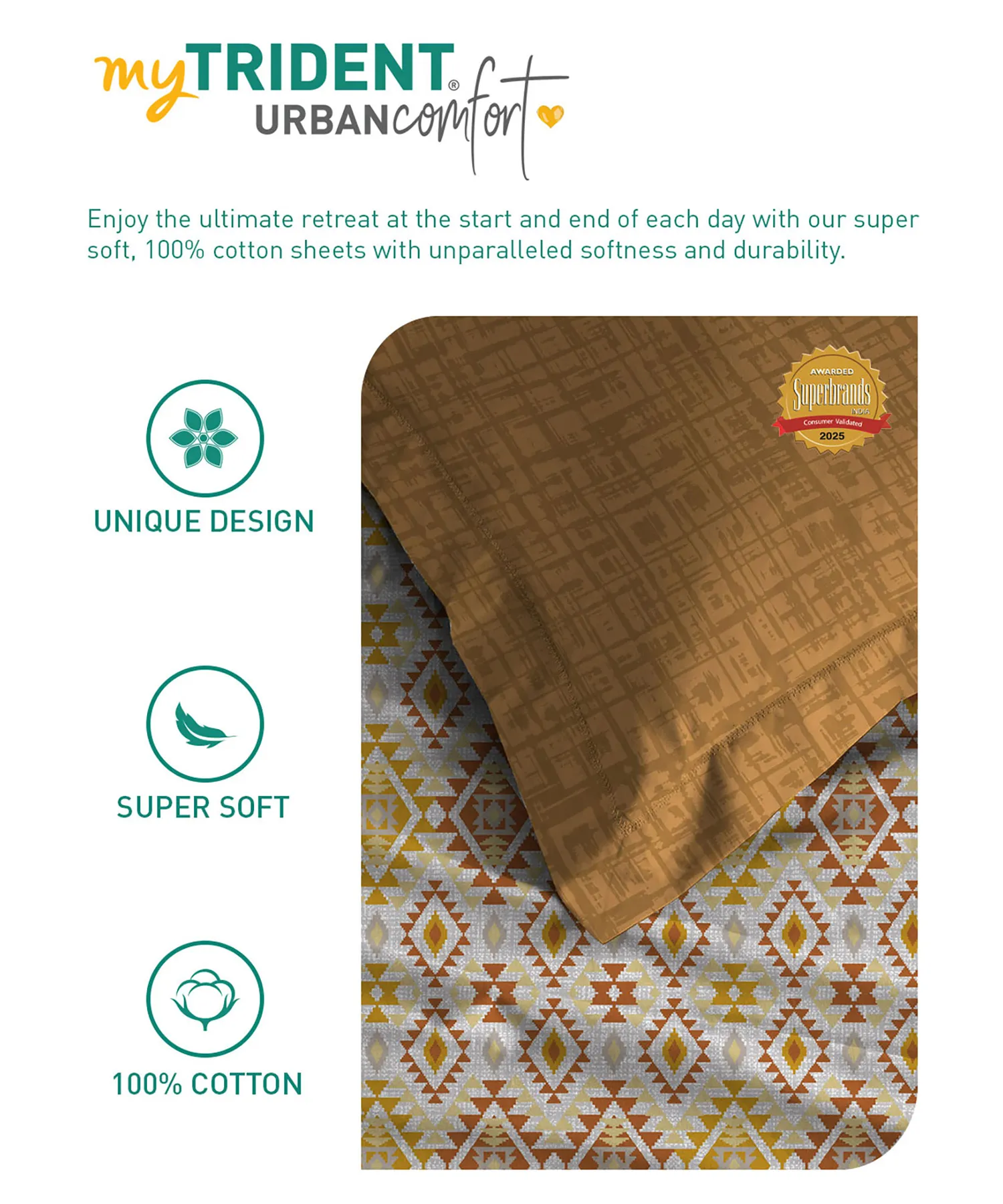 Urban Comfort Single Bedsheet Set, Aria Yellow |144 TC Cotton| 1 Pillow Covers - Image 6