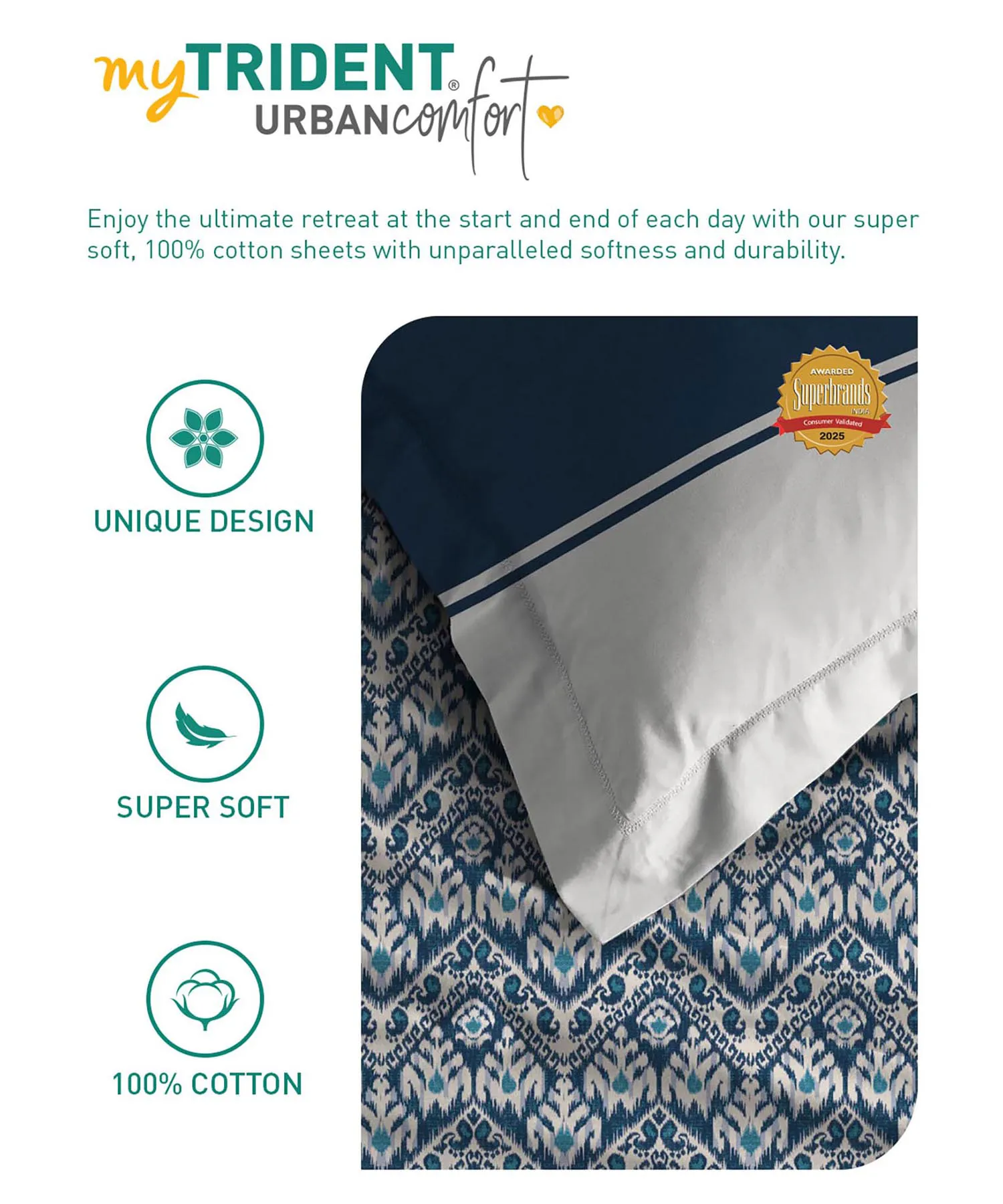 Urban Comfort Single Bedsheet Set, Audrey |144 TC Cotton| 1 Pillow Covers - Image 6