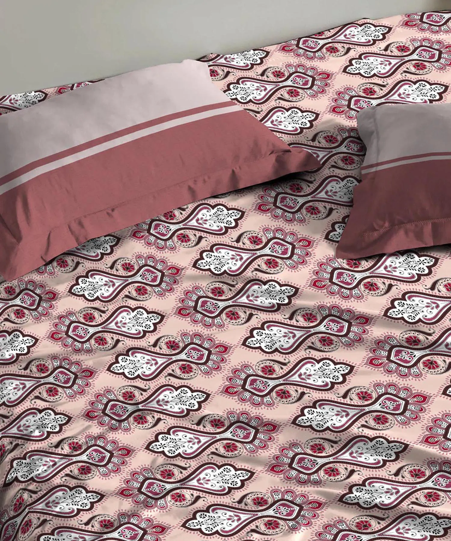 Urban Comfort Single Bedsheet Set, Delicate Blush |144 TC Cotton| 1 Pillow Covers - Image 2