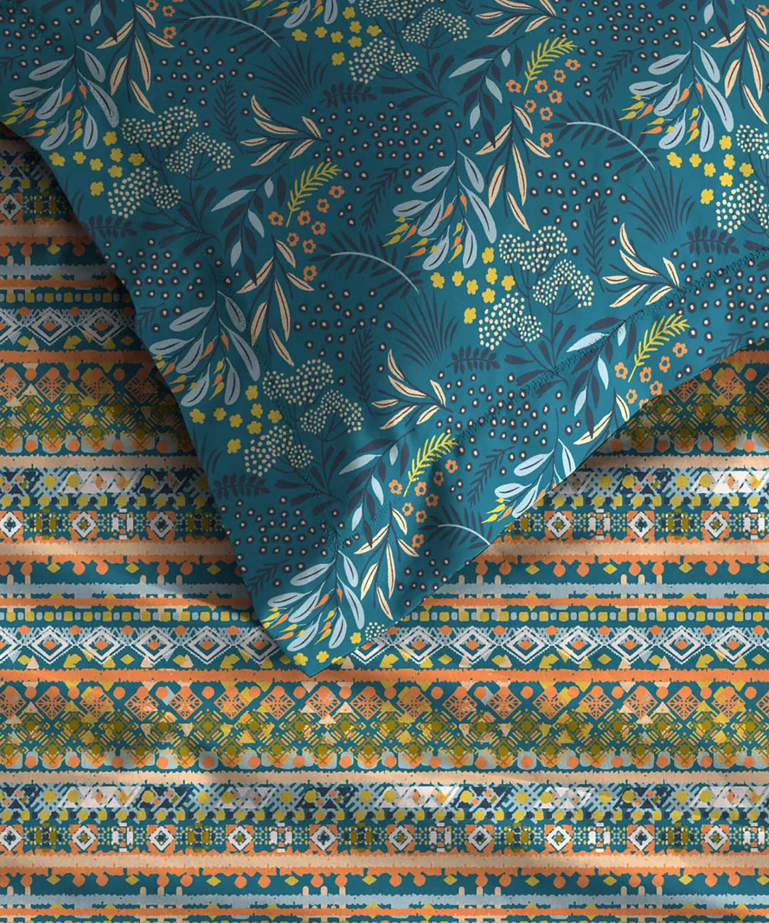 Urban Comfort Single Bedsheet Set, Midnight Bloom |144 TC Cotton| 1 Pillow Covers - Image 3