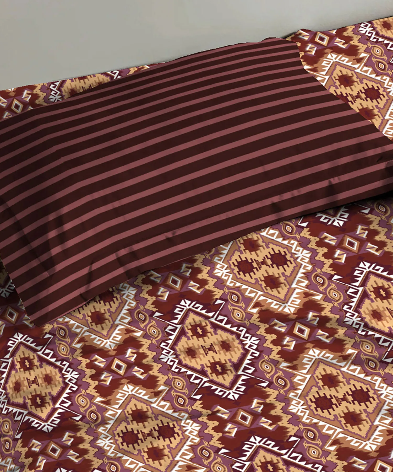 Urban Comfort Single Bedsheet Set, Modern Brown |144 TC Cotton| 1 Pillow Covers - Image 2