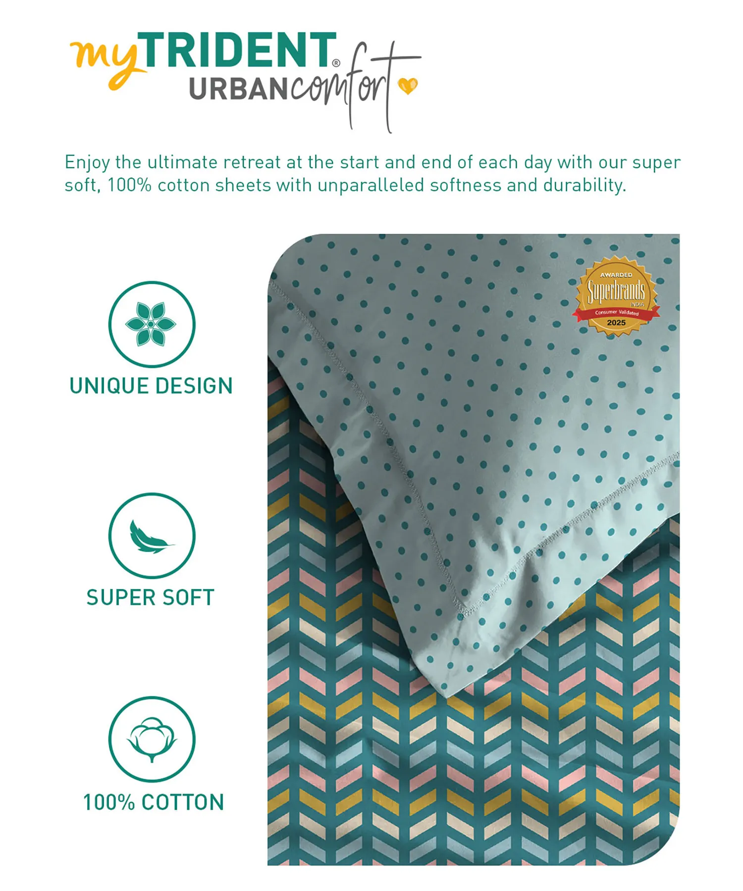 Urban Comfort Single Bedsheet Set, Party Mood Teal|144 TC Cotton| 1 Pillow Covers - Image 6