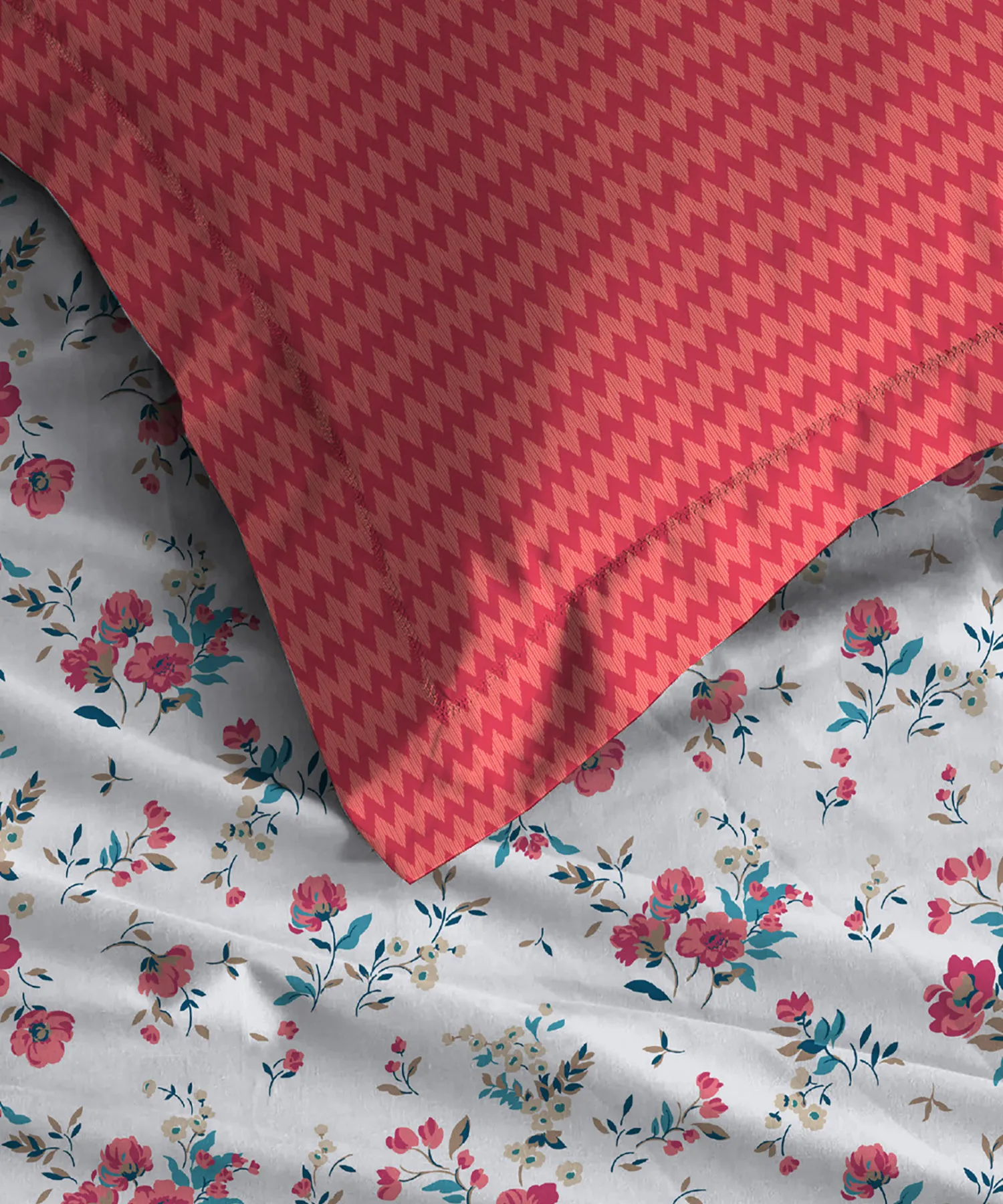 Urban Comfort Single Bedsheet Set, Sunset Magenta |144 TC Cotton| 1 Pillow Covers - Image 3